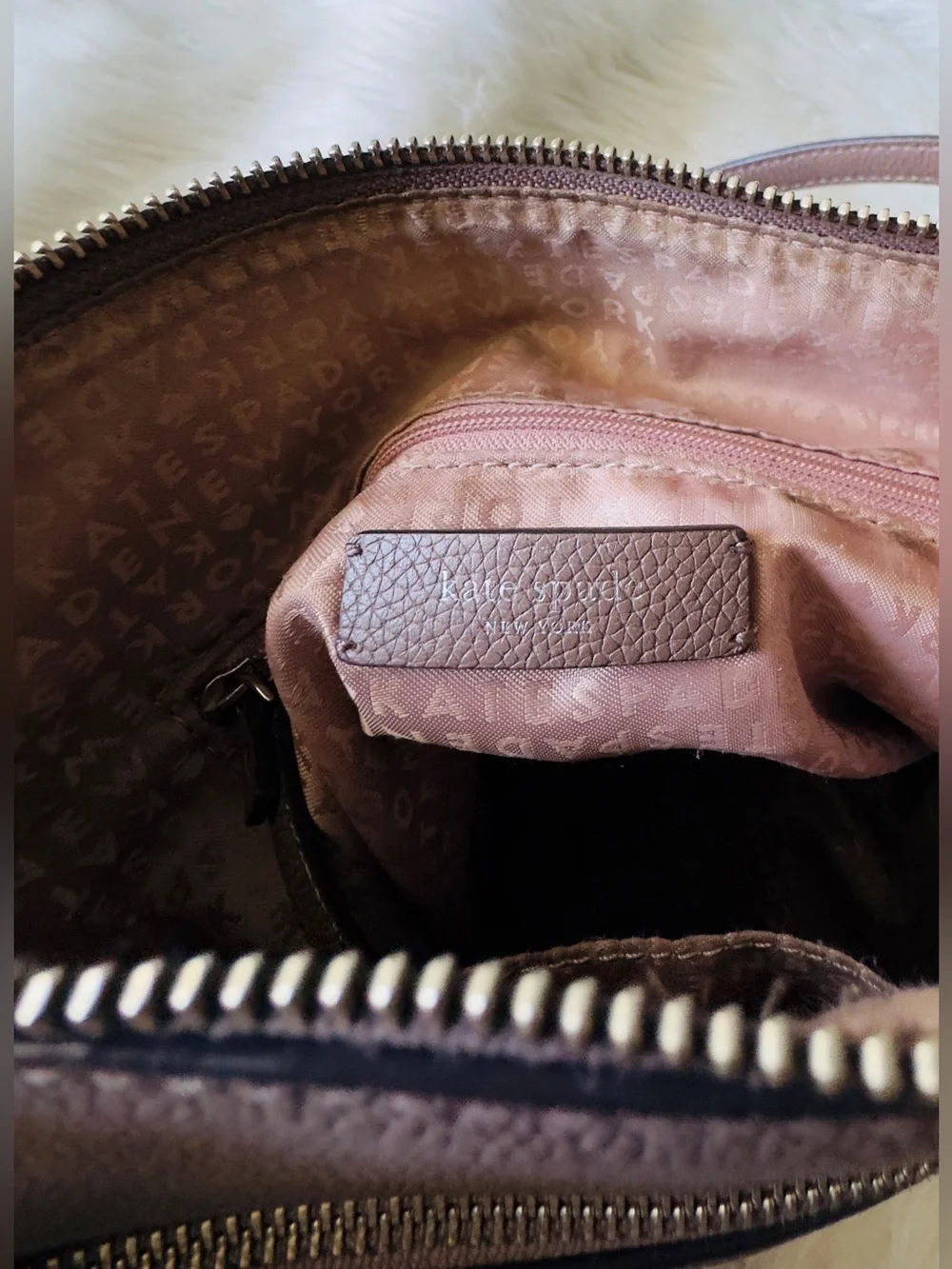 Kate Spade Pebbled Leather Crossbody Bag Medium Taupe Brown Shoulder Purse